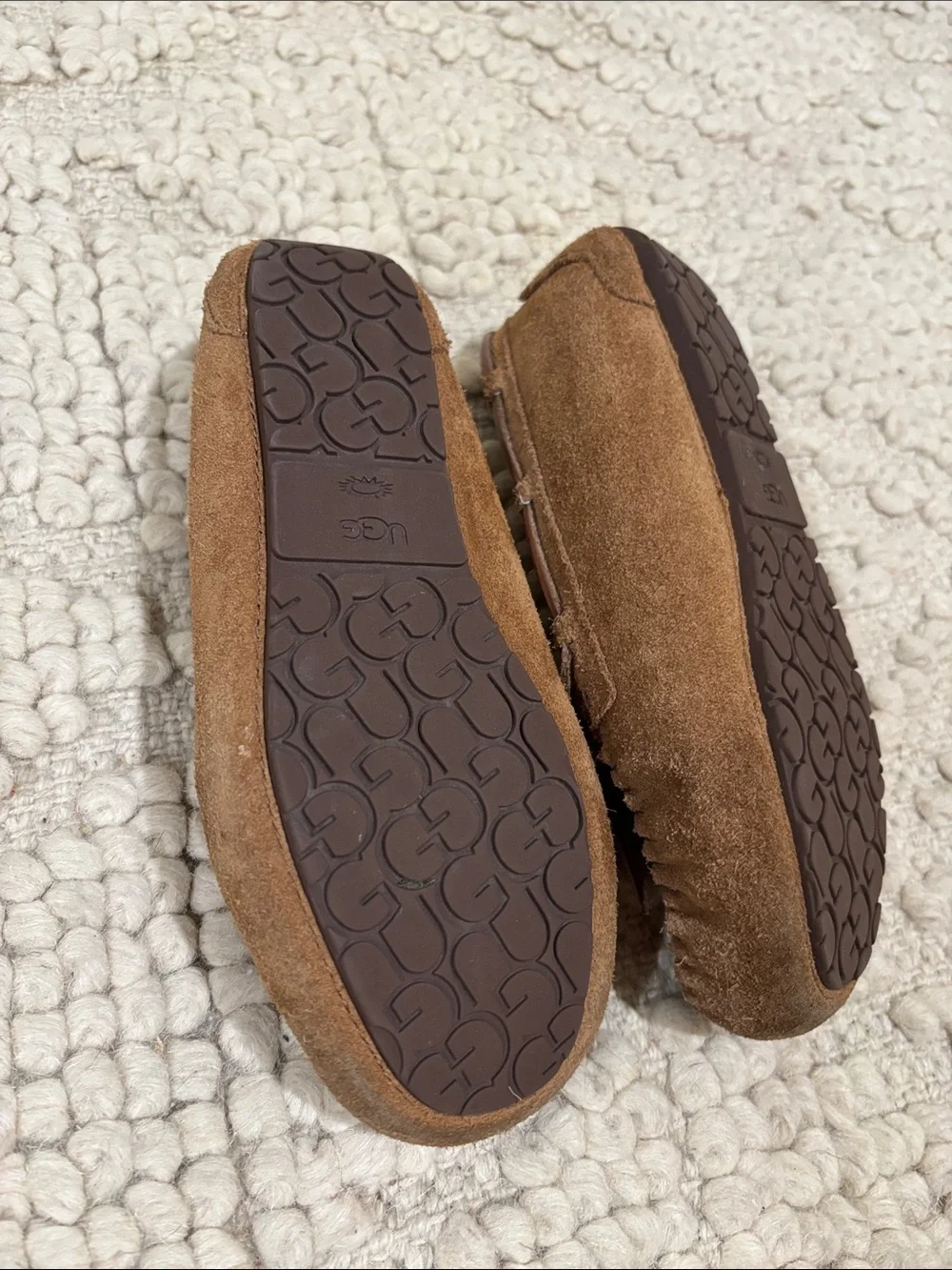 UGG Brown Suede Moccasin Slippers with Shearling